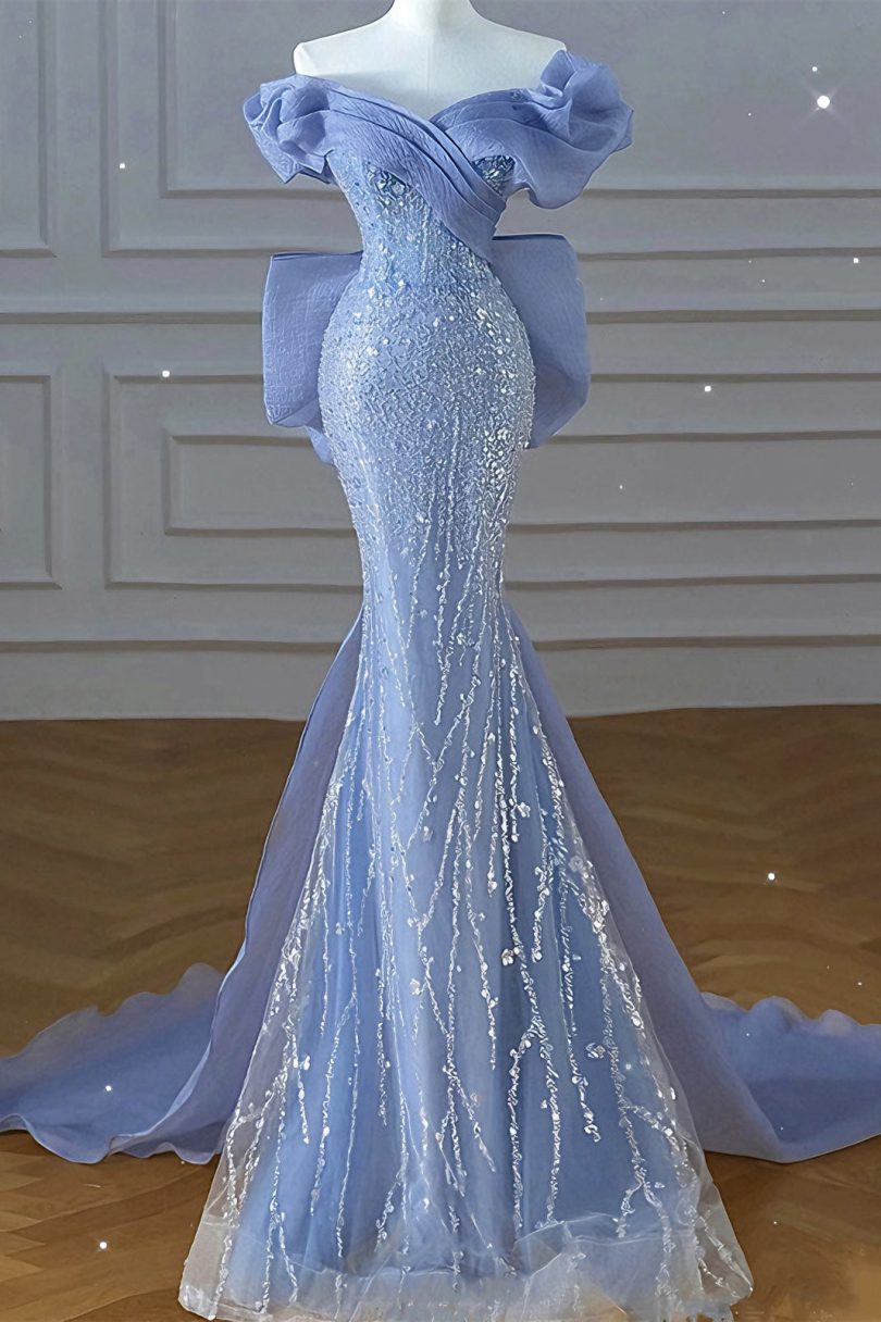 Haze blue dress heavy beaded mermaid skirt - Image 2