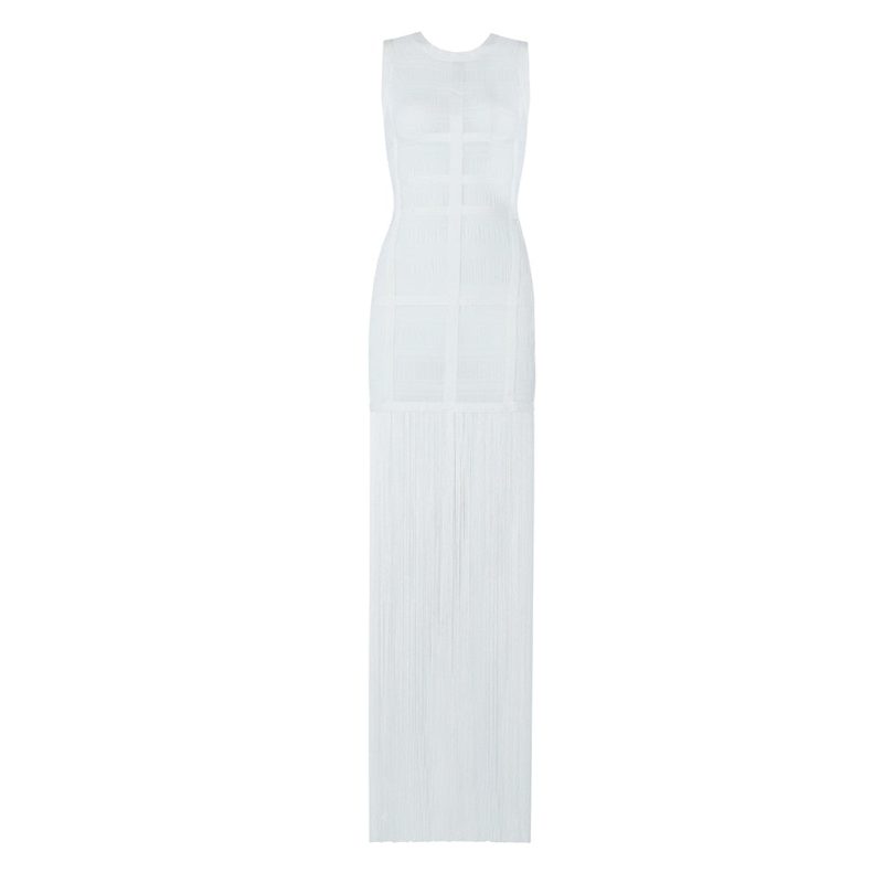 Hollow Fringe White Sleeveless One-piece Dress Summer Party Gathering Dresses - Image 2