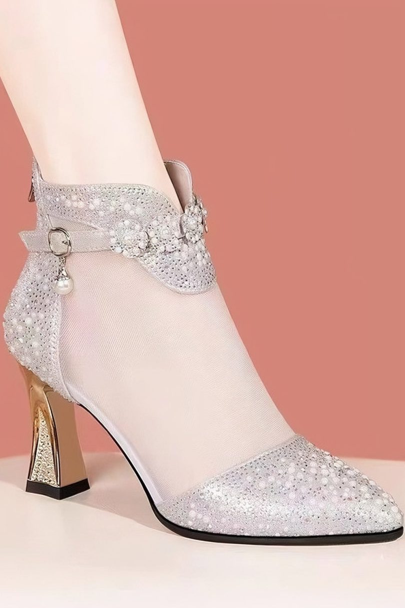 Drill high heel mesh high heels - Image 2