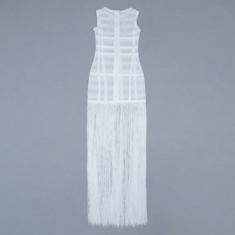 Hollow Fringe White Sleeveless One-piece Dress Summer Party Gathering Dresses - Image 10