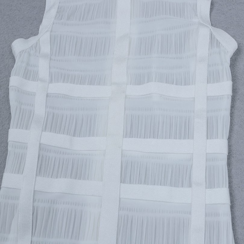 Hollow Fringe White Sleeveless One-piece Dress Summer Party Gathering Dresses - Image 4
