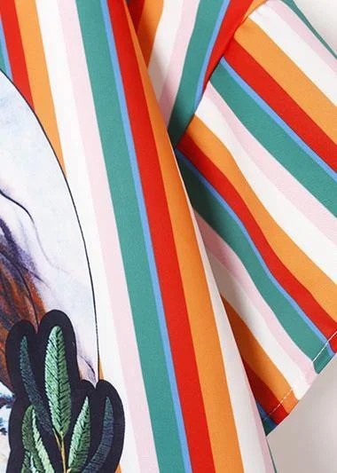 Style Chinese Button Cotton Wardrobes Fashion Ideas striped prints Dress summer - Image 5