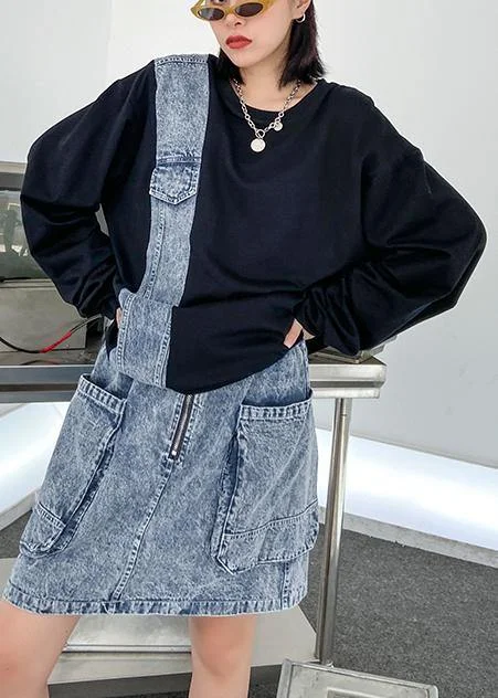 Autumn suit new female plus size fashion sweater + denim skirt two-piece - Image 5