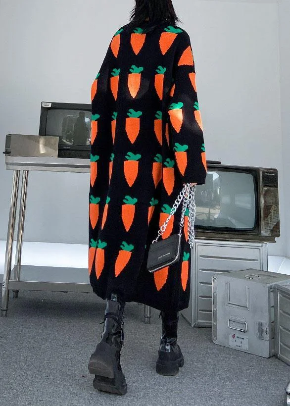 Pullover black print Sweater weather Re fashion o neck baggy Tejidos knit dresses - Image 5