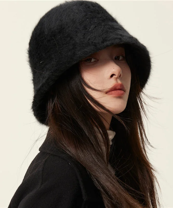 Unique Black Faux Fur Cloche Hat - Image 3