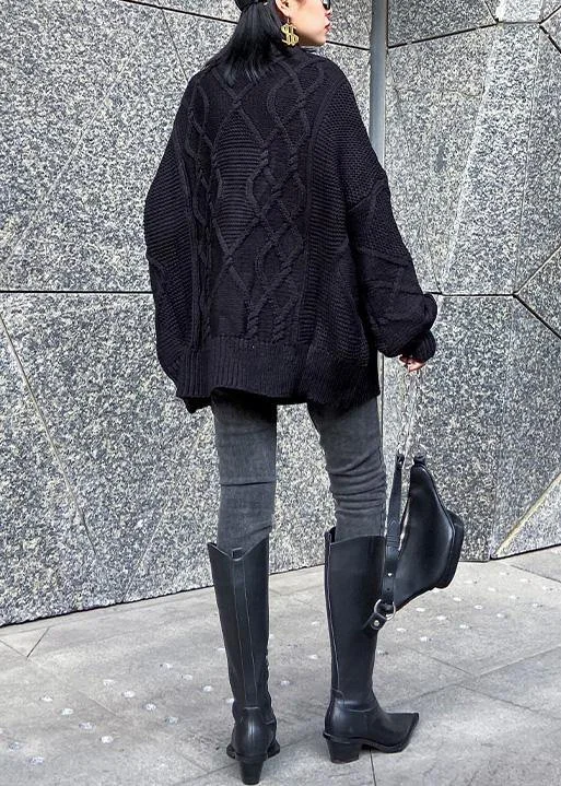 Women black knitted t shirt Sequined fashion high neck sweaters - Image 3