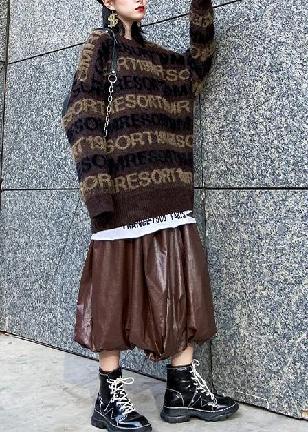 Pullover winter chocolate sweaters plus size alphabet knit blouse - Image 3