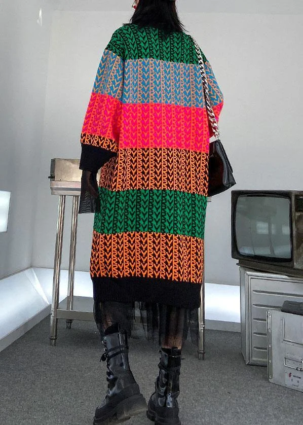 Knitted rainbow Sweater dress outfit Beautiful o neck spring sweater dress - Image 5