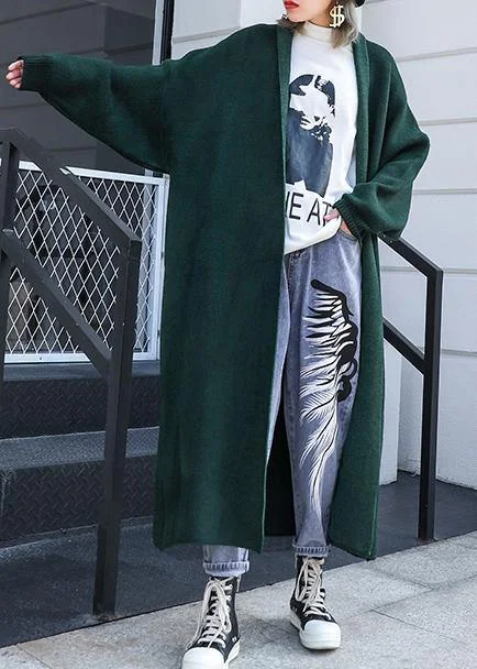 For Spring knit sweat tops fall fashion blackish green sweater coat - Image 5