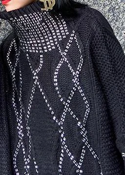 Women black knitted t shirt Sequined fashion high neck sweaters - Image 4