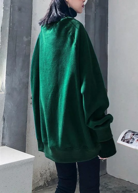 Chunky green knitted pullover fall fashion winter sweaters o neck