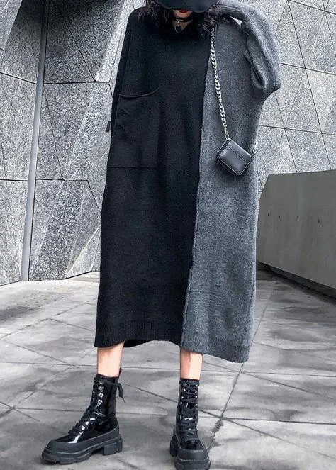 Aesthetic winter Sweater patchwork Aesthetic Vintage gray knitwear - Image 2