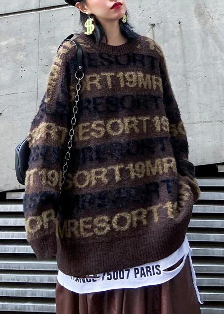 Pullover winter chocolate sweaters plus size alphabet knit blouse - Image 4