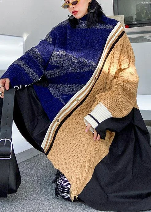 Pullover multicolor top o neck asymmetric oversize spring knitwear - Image 5