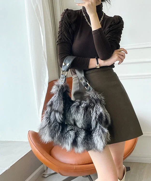 New Fashion Fox Fur Patchwork Shoulder Bag