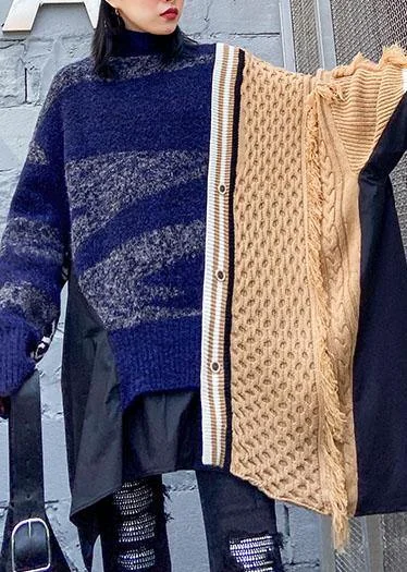 Pullover multicolor top o neck asymmetric oversize spring knitwear - Image 2