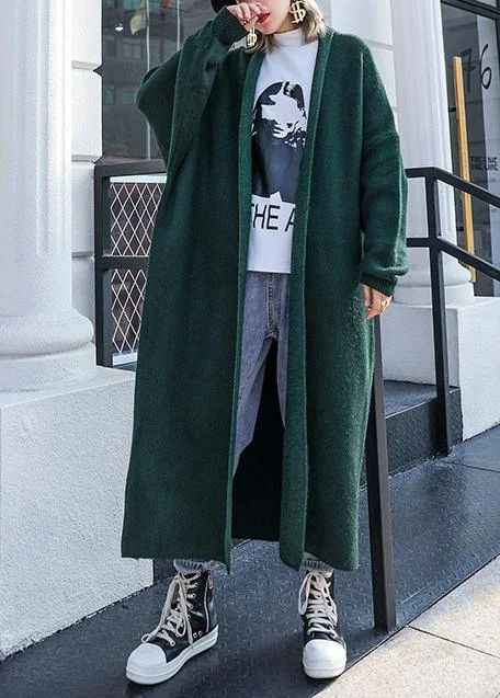 For Spring knit sweat tops fall fashion blackish green sweater coat - Image 3