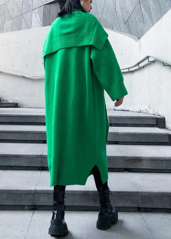 Aesthetic Two Pieces O Neck Sweater Outfits Quotes Green Hipster Sweater Dresses - Image 2