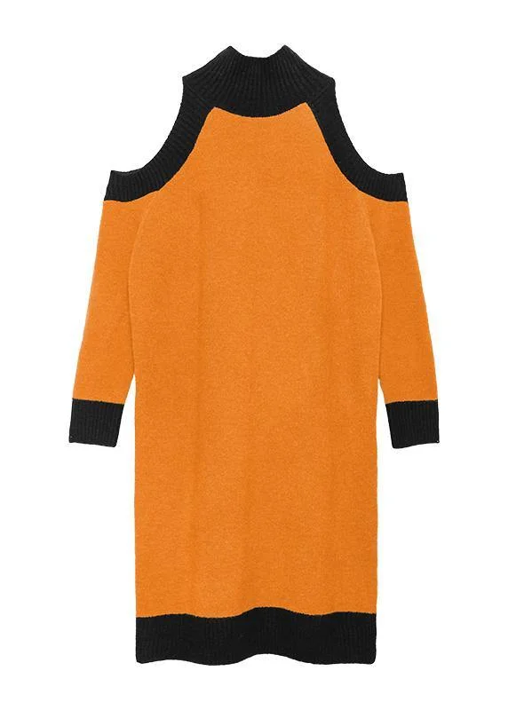 Aesthetic green Sweater Wardrobes DIY high neck Funny off the shoulder sweater dresses - Image 4