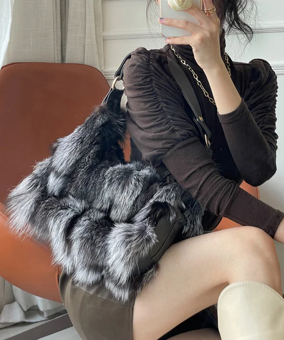 New Fashion Fox Fur Patchwork Shoulder Bag - Image 2