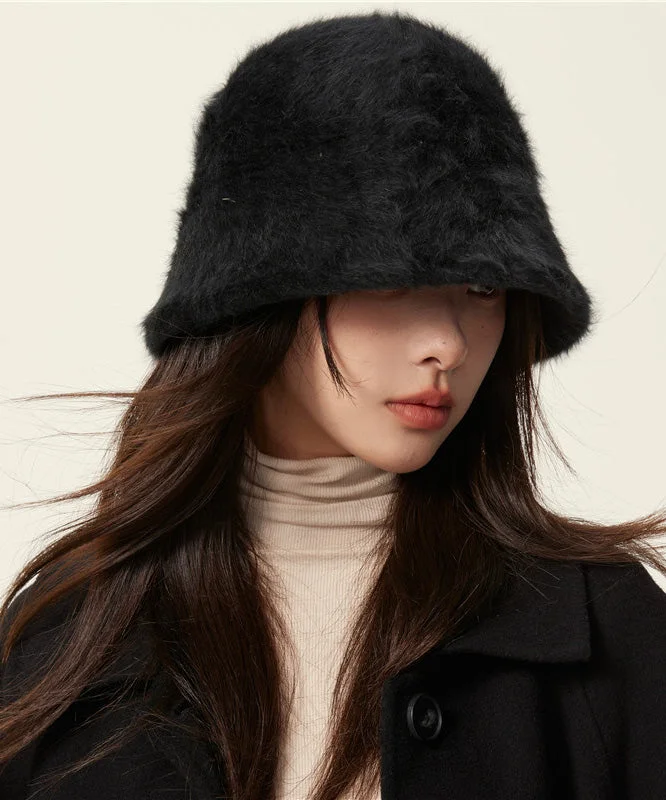 Unique Black Faux Fur Cloche Hat - Image 5