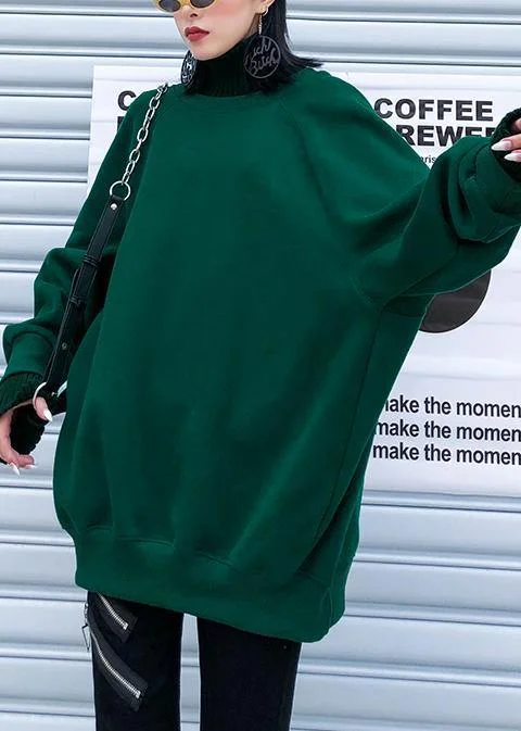 Chunky green knitted pullover fall fashion winter sweaters o neck - Image 3